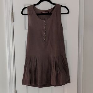 Comptoir Des Cotonniers Sleveless Brown Button-Front Top